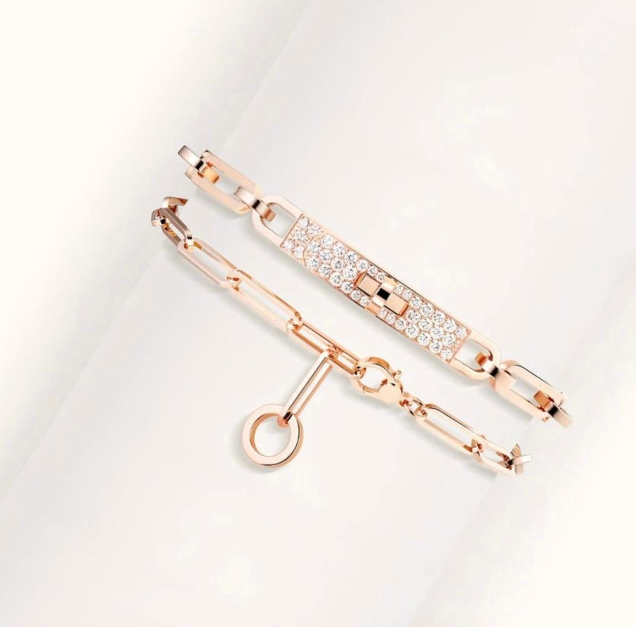 Hermes Kelly Chaine Choker Necklace 18K Rose Gold and Diamonds