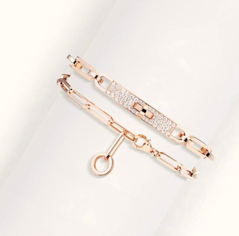 Hermes Kelly Chaine Choker Necklace 18K Rose Gold and Diamonds