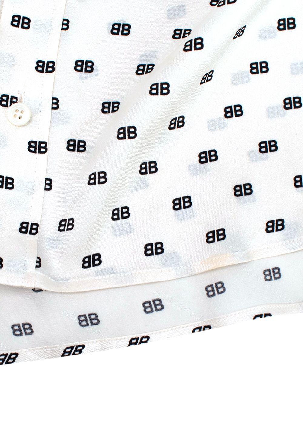Balenciaga Ivory Monogram Silk Oversized Shirt