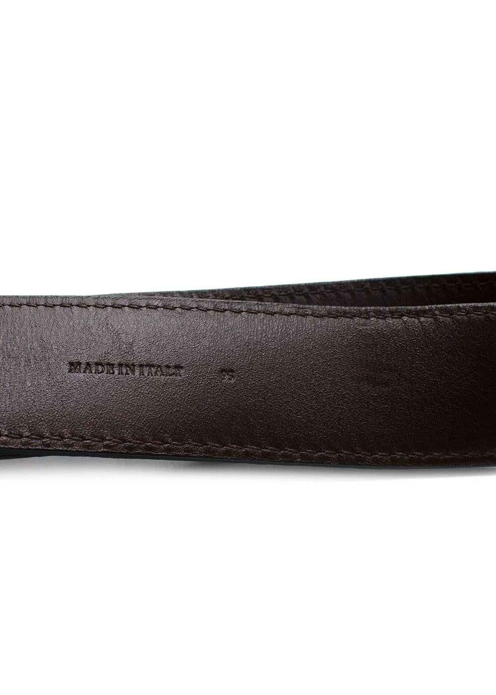 Brunello Cucinelli Brown Embossed Leather Belt Size 95
