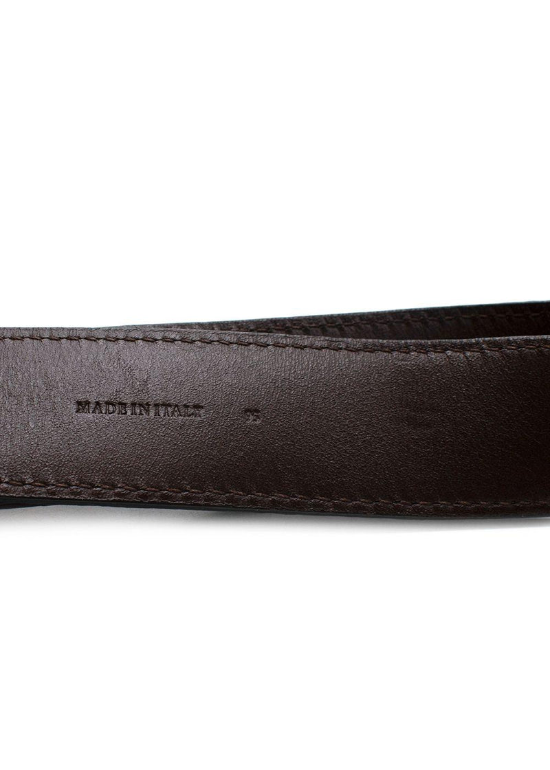 Brunello Cucinelli Brown Embossed Leather Belt Size 95