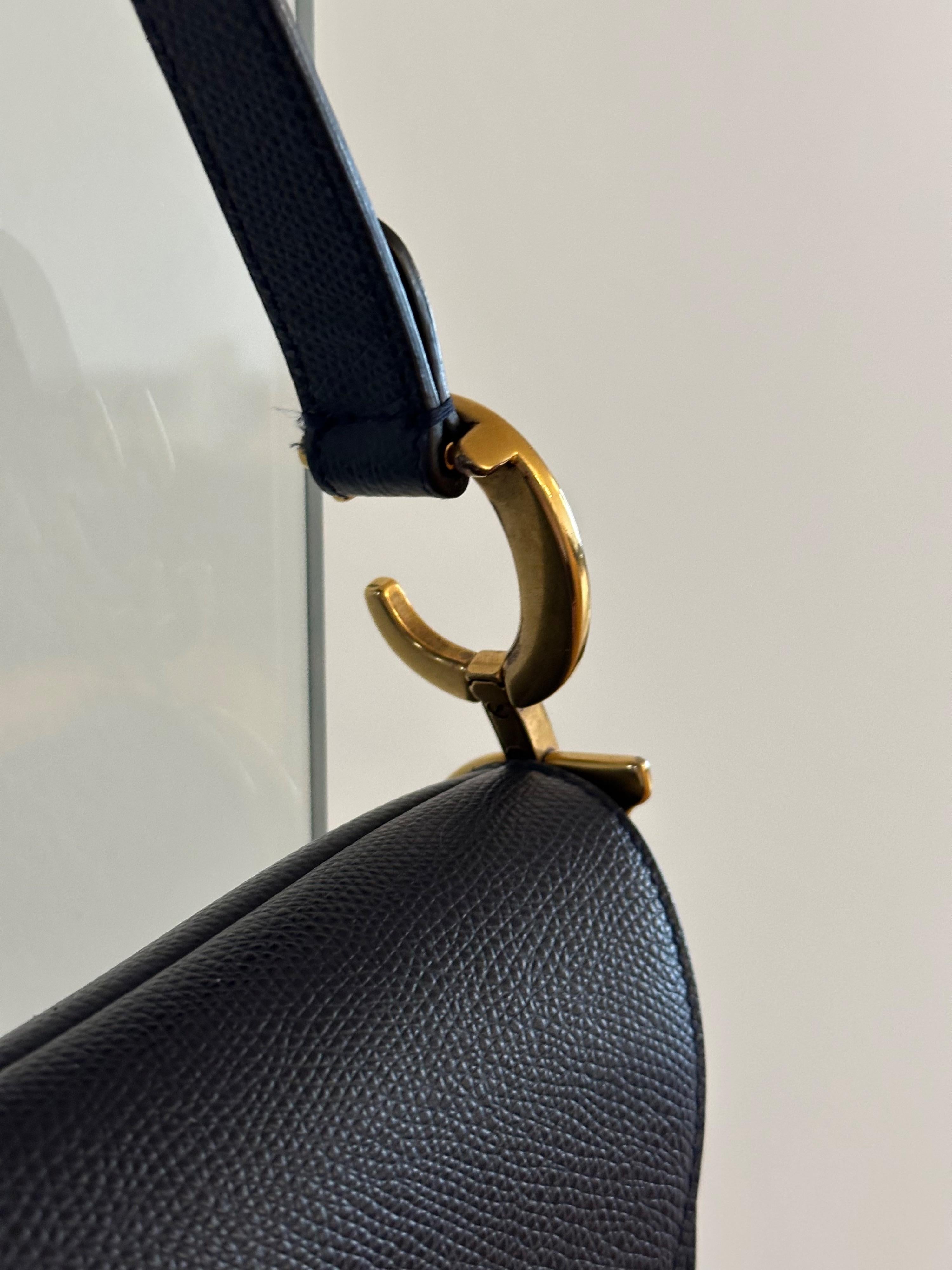 Dior Navy Saddle Bag with Gold Hardware
