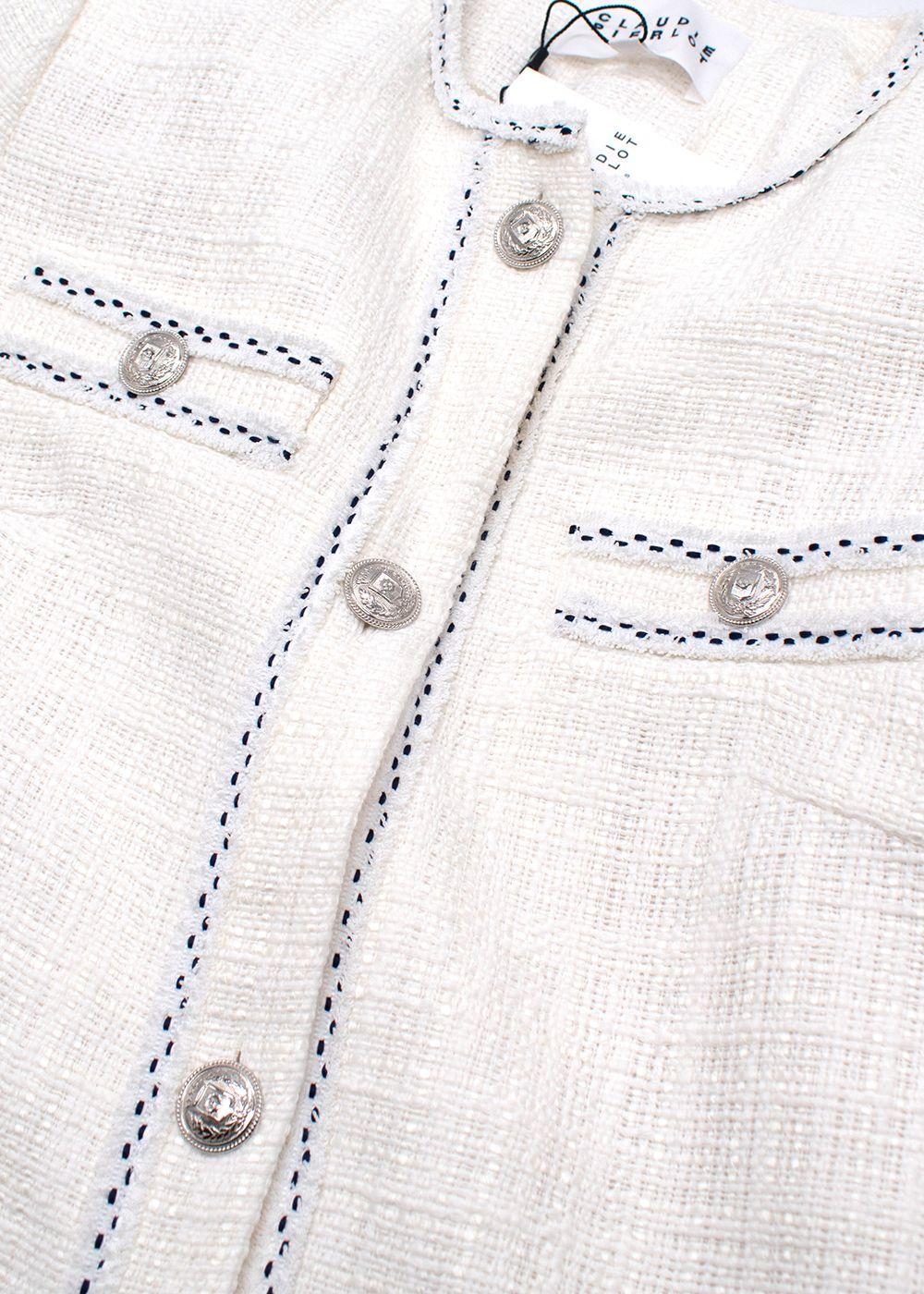 Claudie Pierlot Off White Tweed Longline Jacket