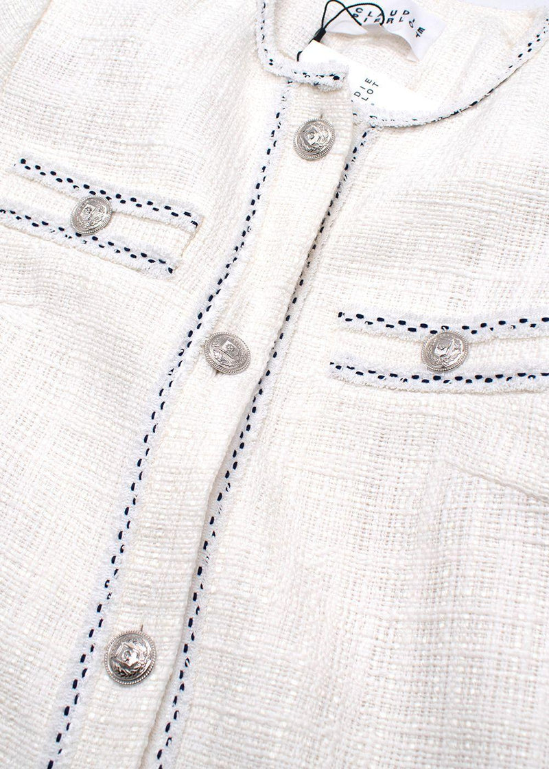Claudie Pierlot Off White Tweed Longline Jacket