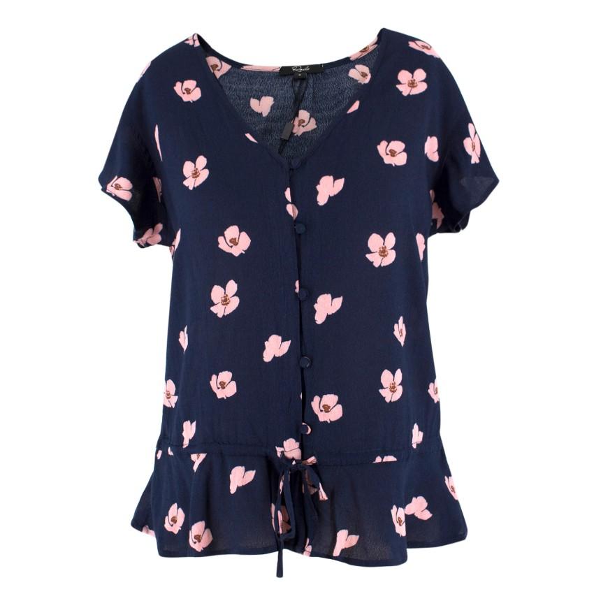 Rails Navy and Floral Button-Up Top