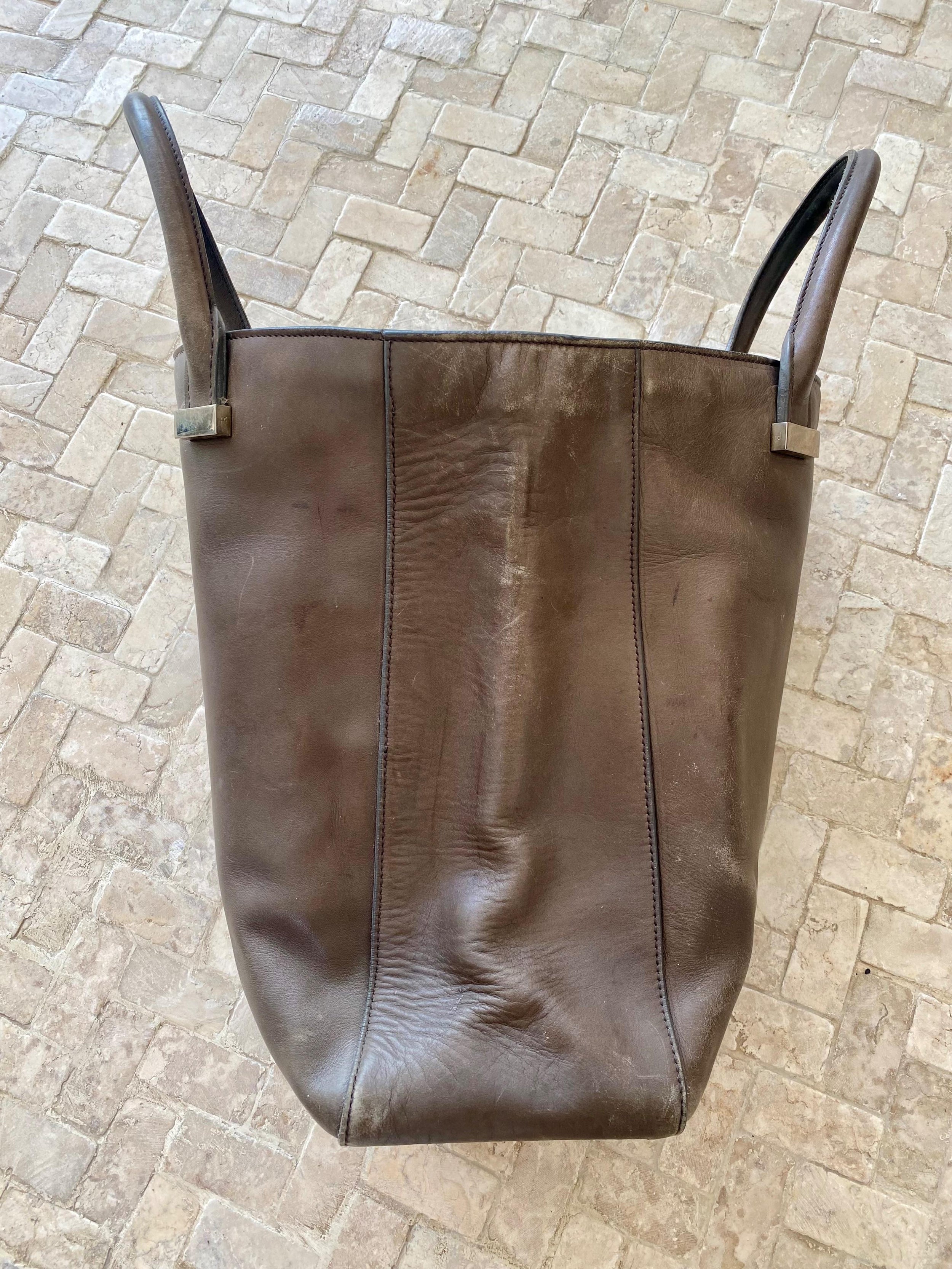 The Row Grey Tall Tote Bag - Well worn