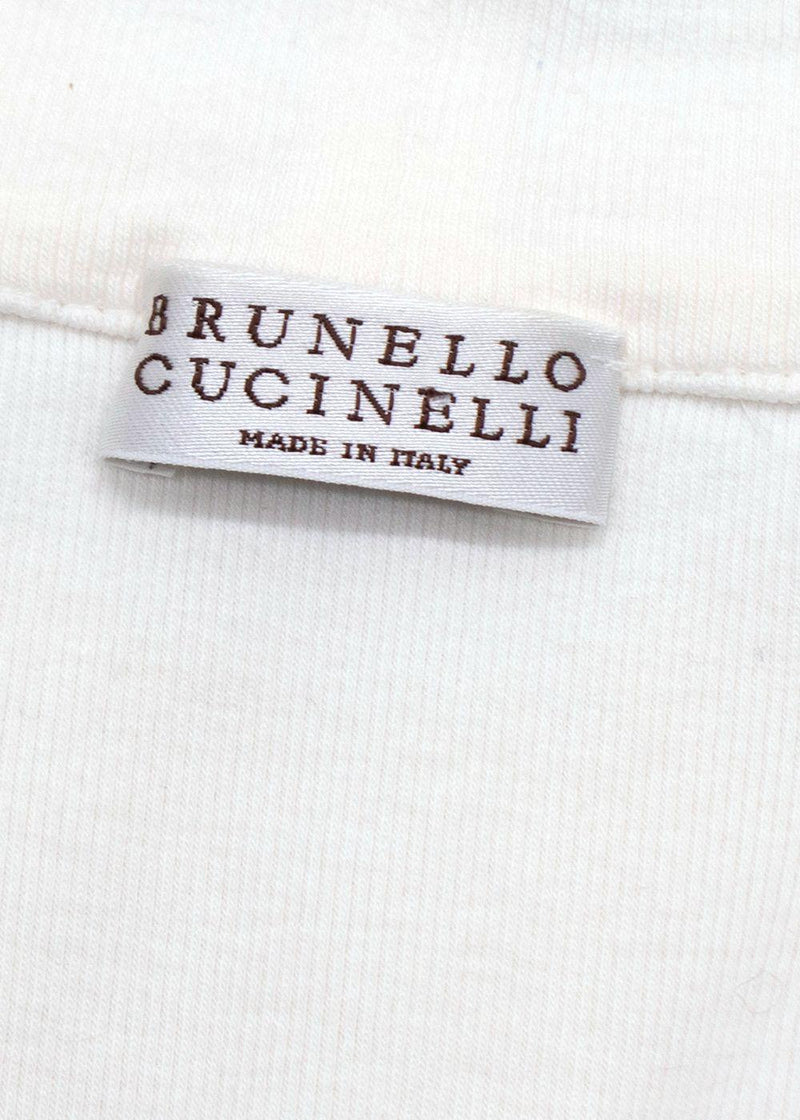 Brunello Cucinelli Soft White V Neck Tank Top