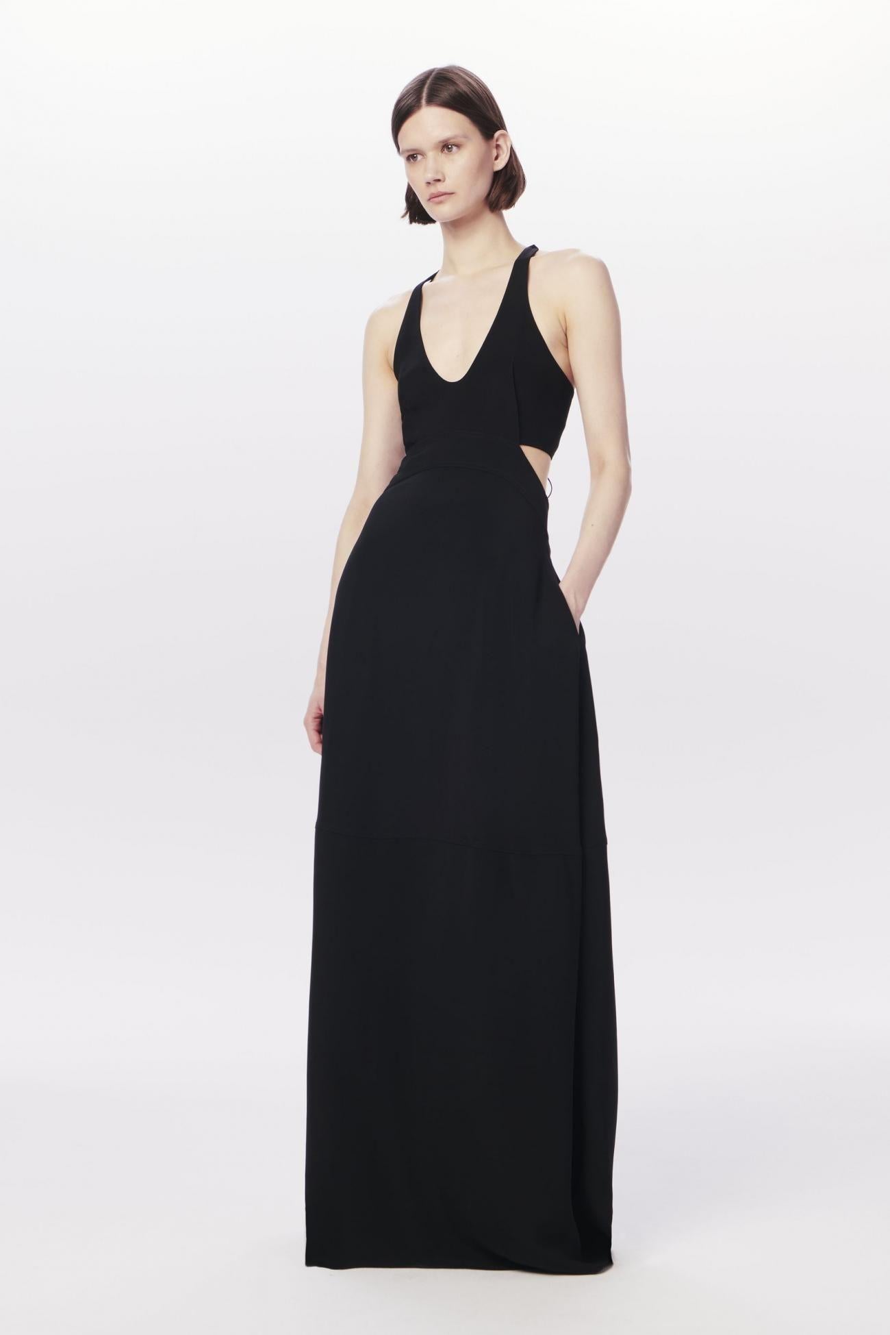 Black Crepe Cutout Gown