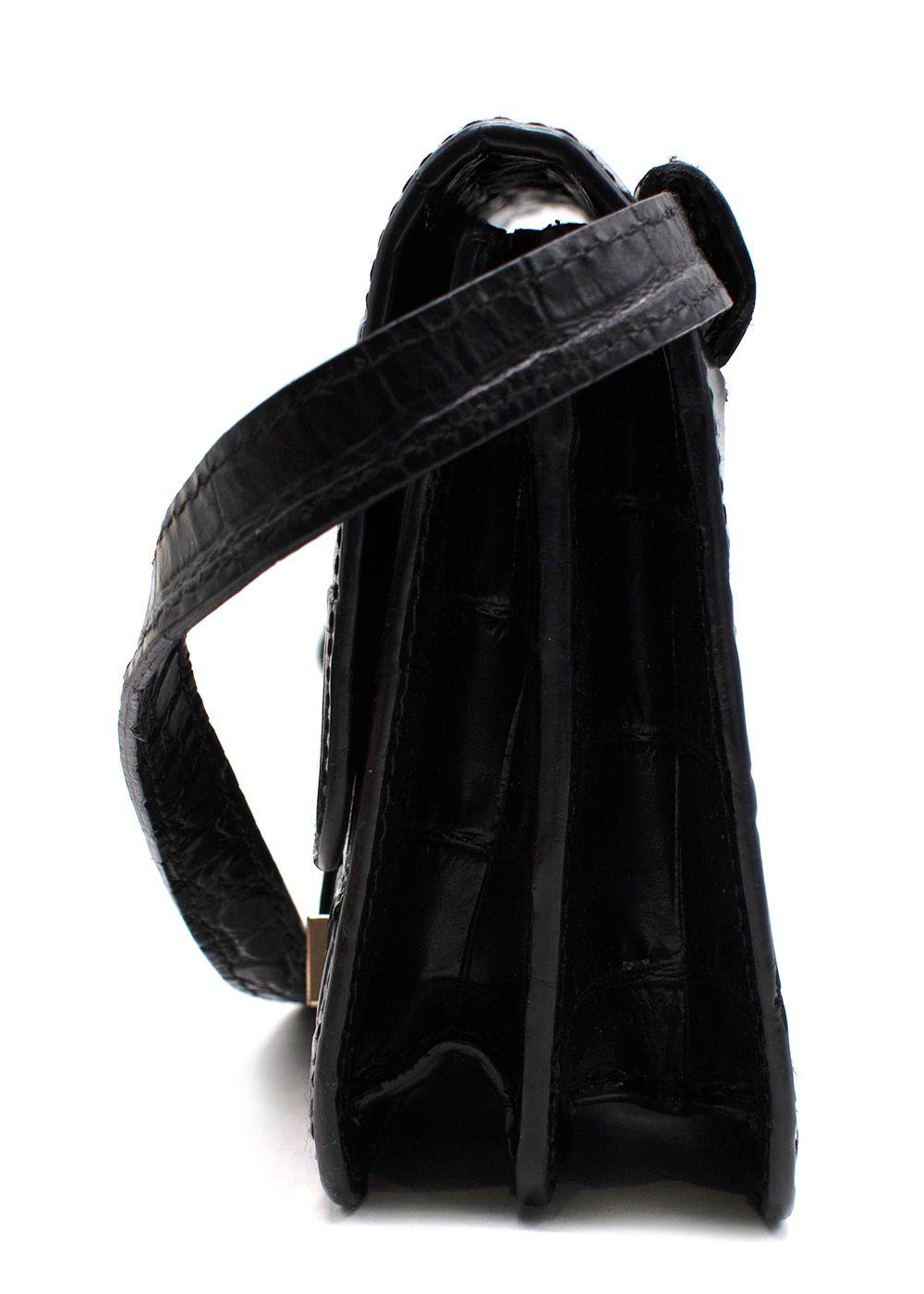 Chylak “Glossy Black Crocodile” Print Crossbody Bag