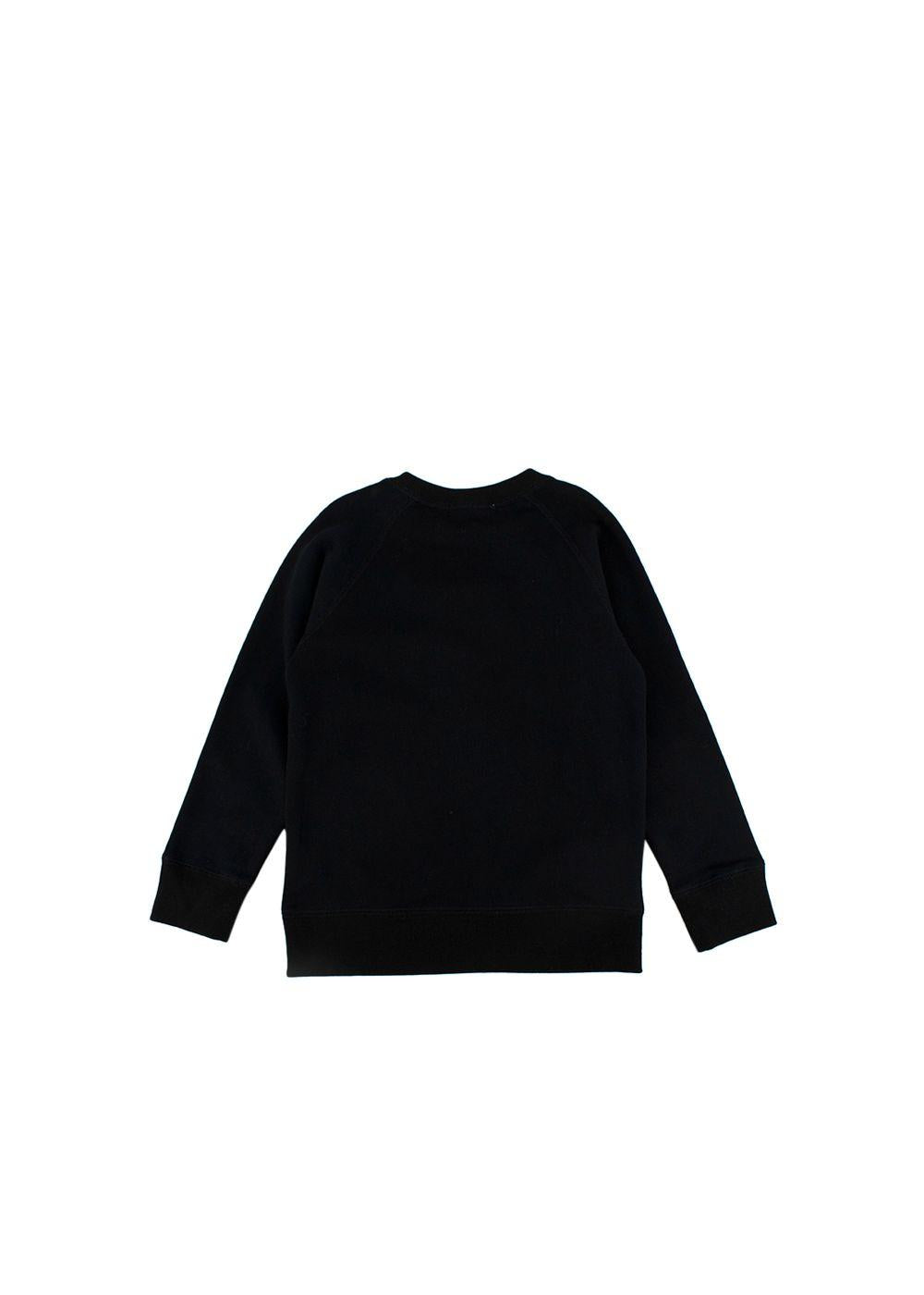 Kids 6A Black Cotton Sweatshirt With Embroidered Mouth
