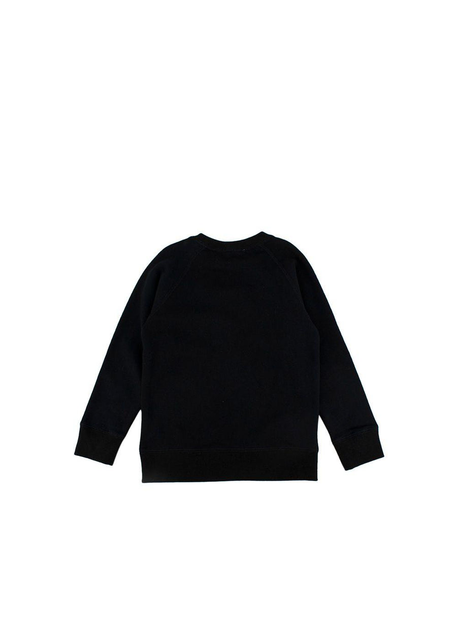 Kids 6A Black Cotton Sweatshirt With Embroidered Mouth