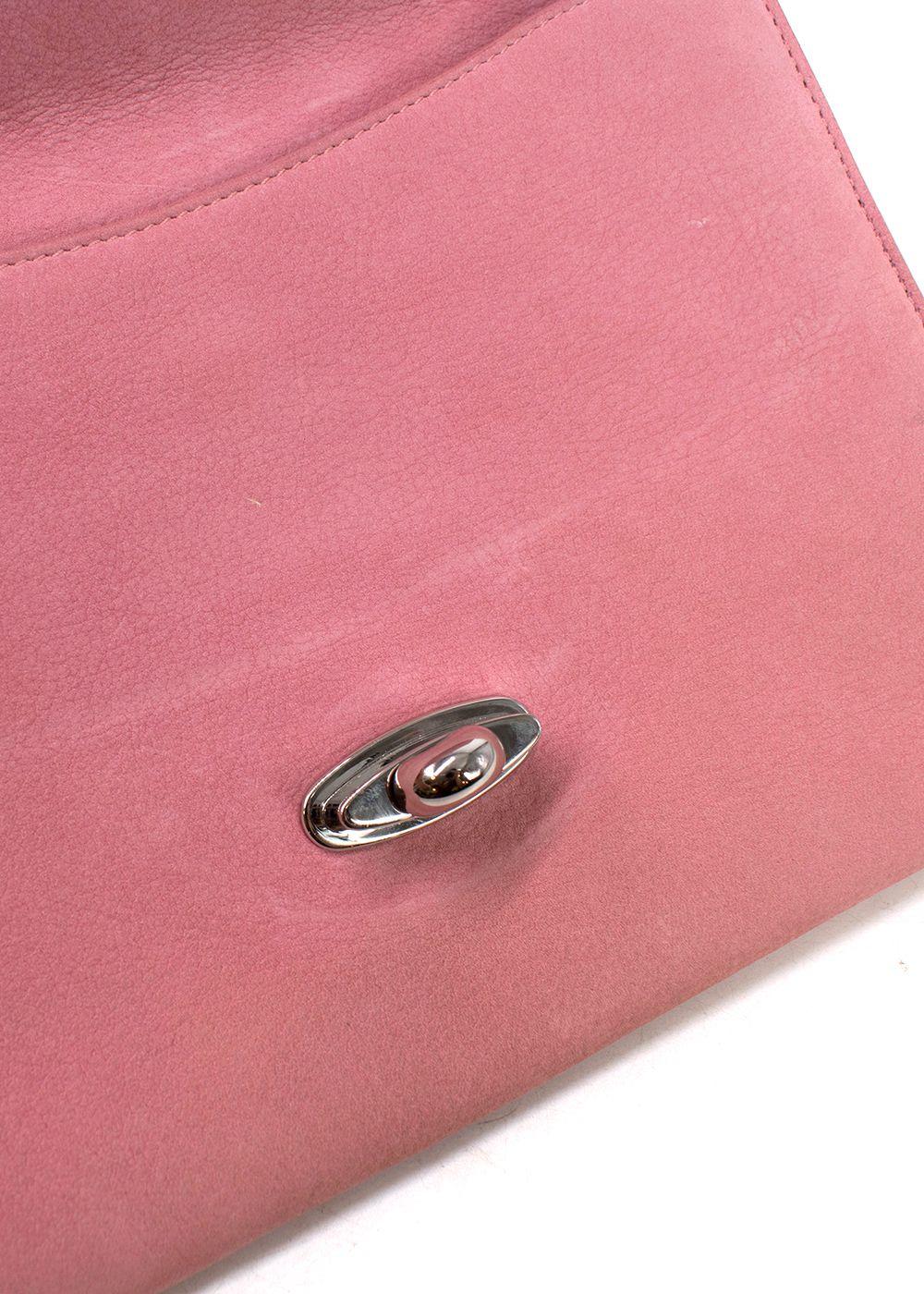Asprey Pink Suede Turnlock Clutch