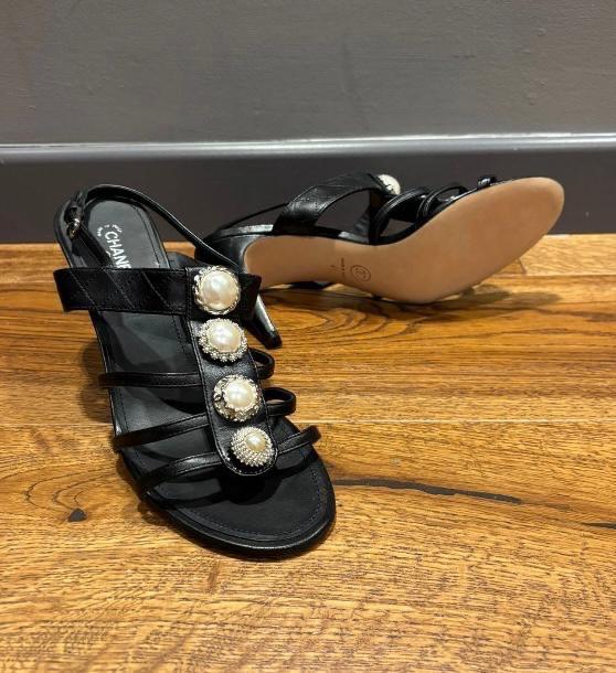 Chanel Faux Pearl Embellished Sandals
