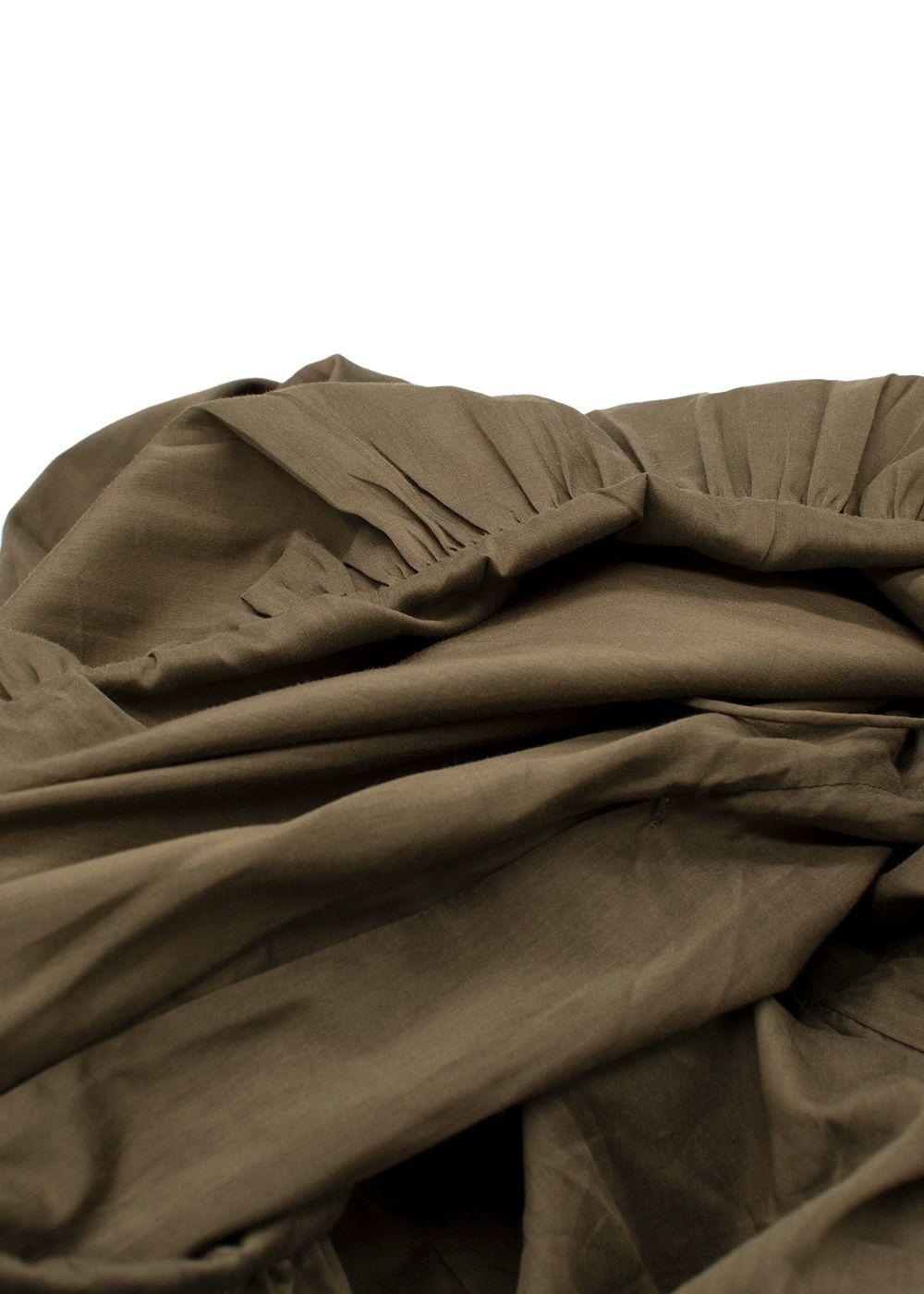 Matteau Army Green Tiered Cotton And Silk Midi Dress