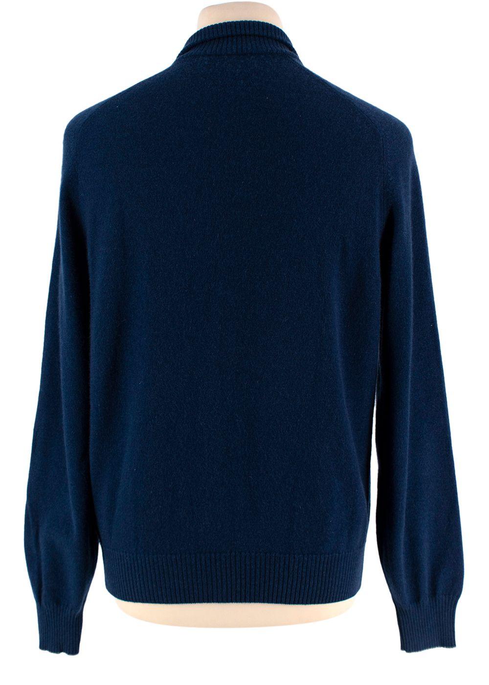 Brunello Cucinelli Royal Blue High-Neck Cashmere Cardigan