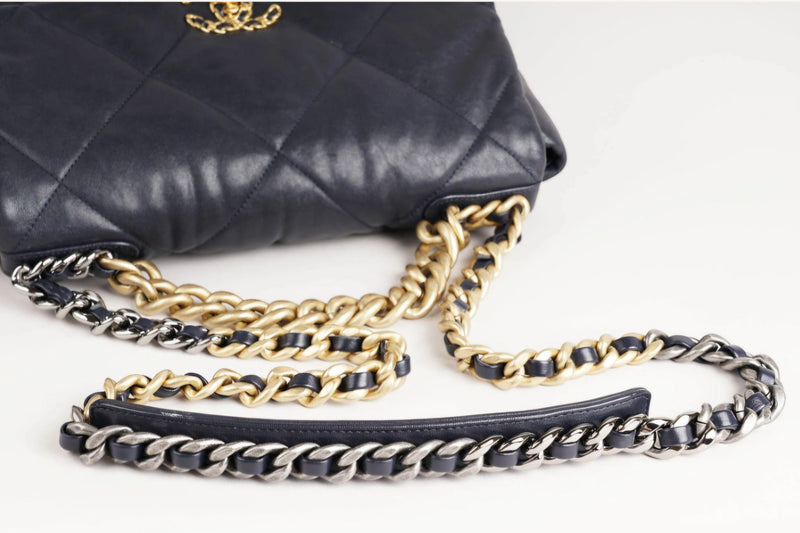 Chanel Navy Blue 19 Large Flap Bag