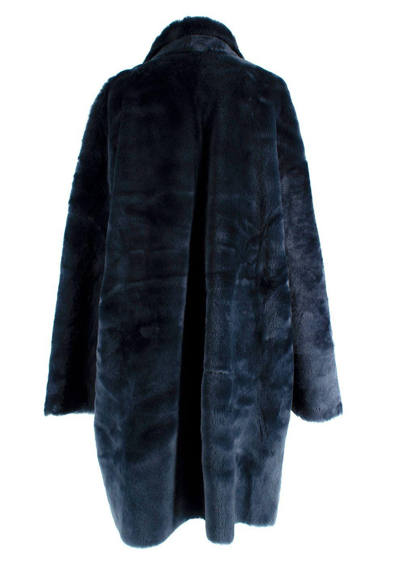 Loro Piana Blue Reversible Lamb Shearling Coat