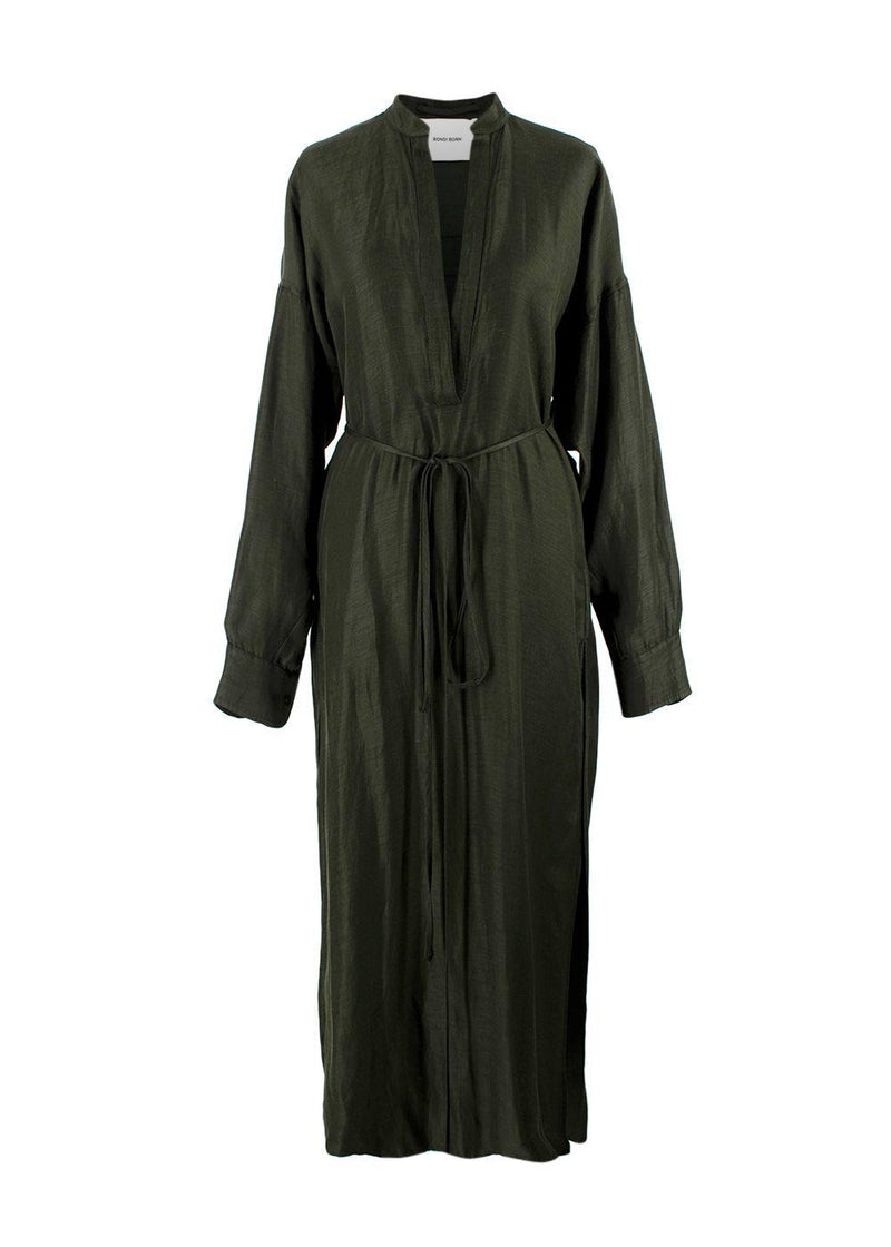 Bondi Born Notched-Neck Khaki Maxi Dress