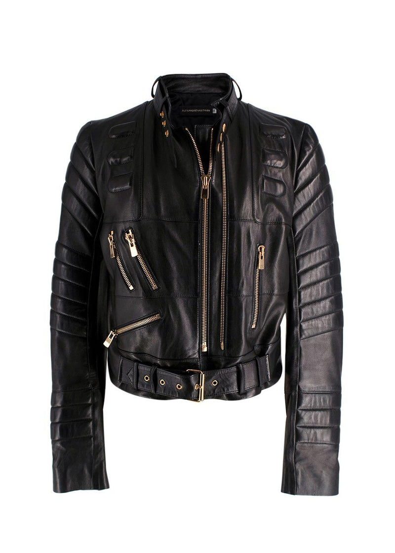 Alexandre Vauthier Black Leather Biker Jacket
