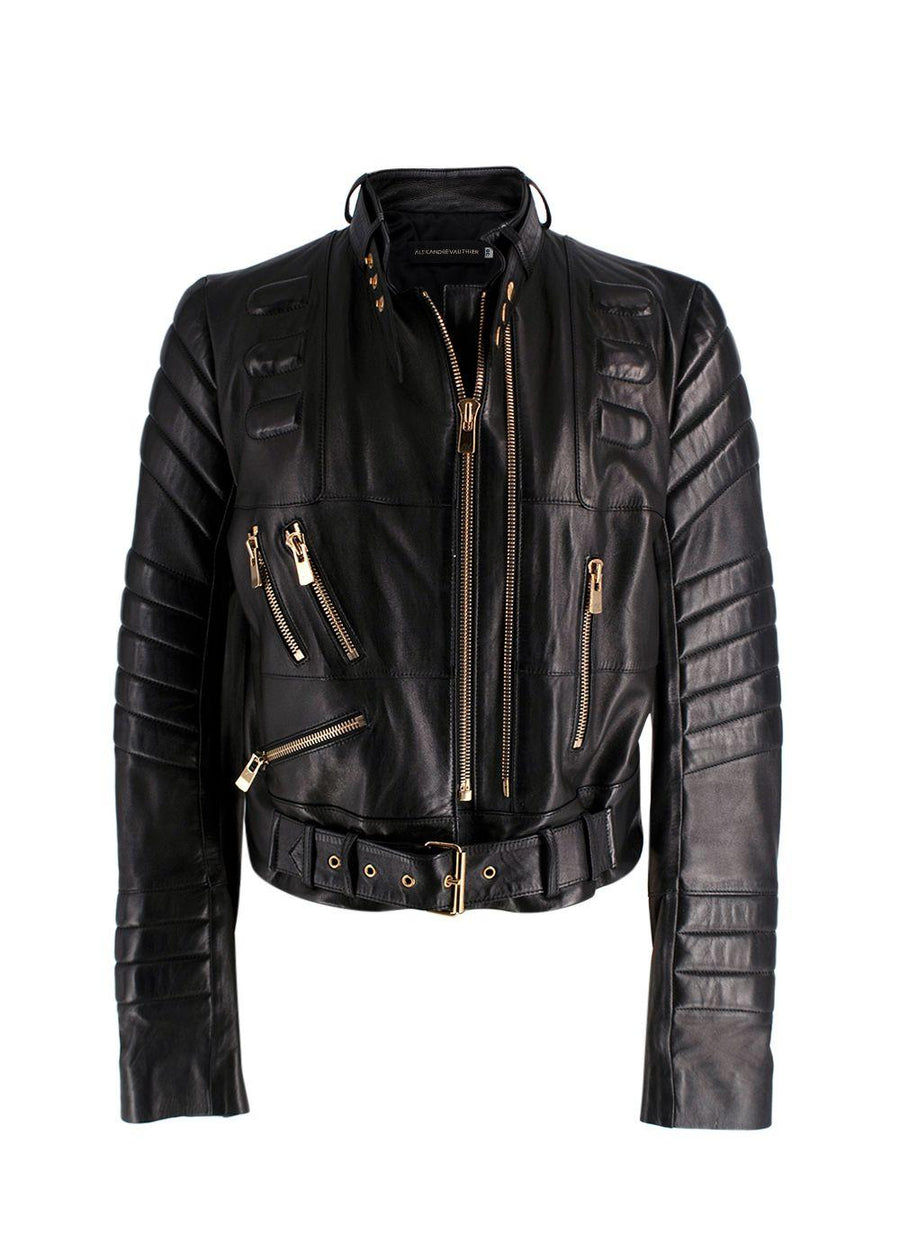 Alexandre Vauthier Black Leather Biker Jacket