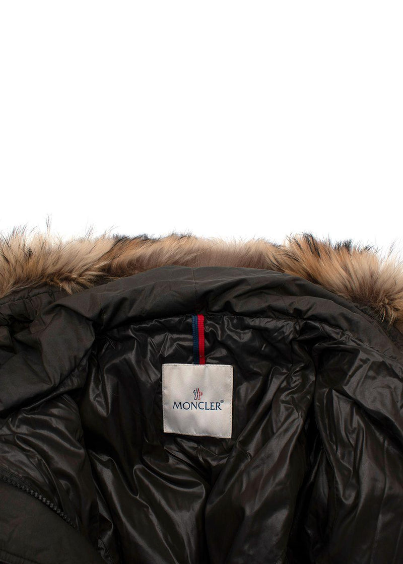 Moncler  Khaki Phalangere Coat with Racoon Fur Hood