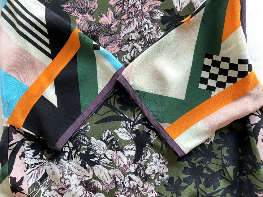 MSGM Multi-Print Silk Twill Shift Dress