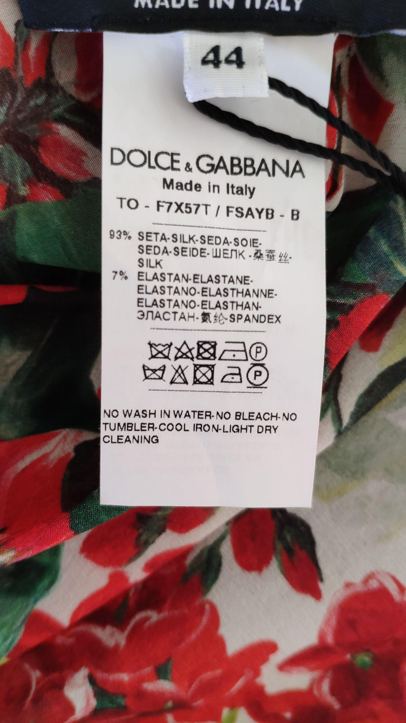 Red Geranium Printed Draped Chiffon Top