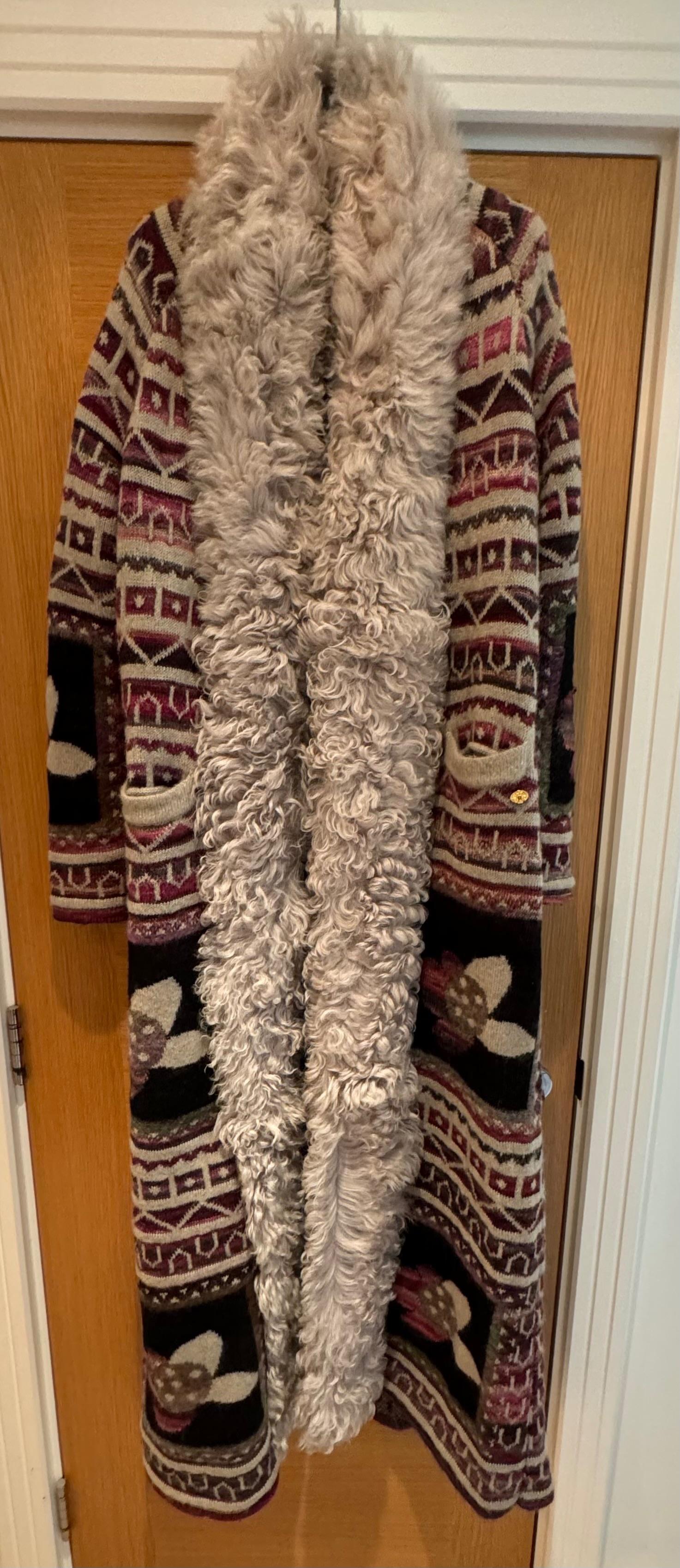 Chanel Printed Fur Trimmed Longline Cardigan