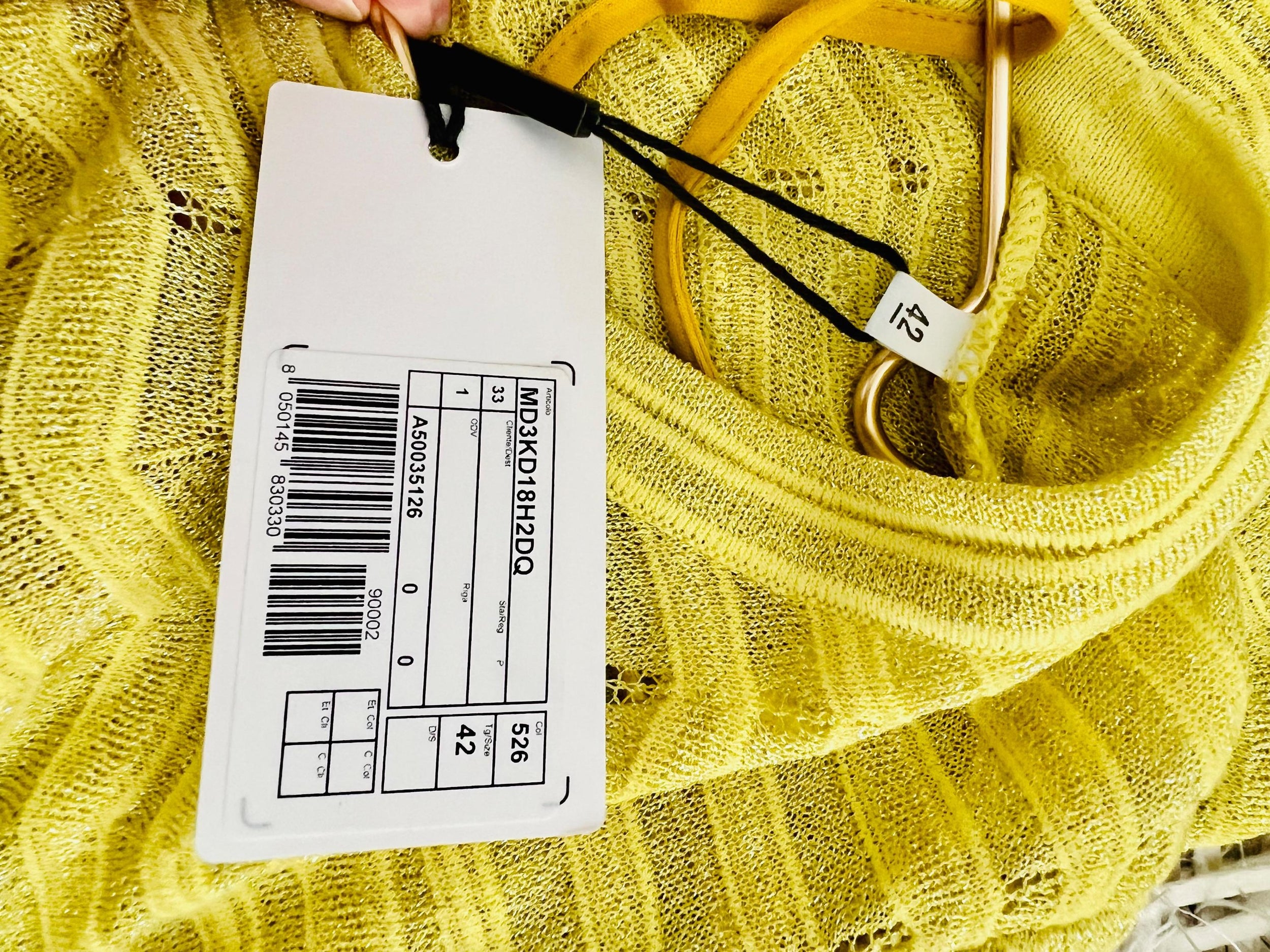 Metallic Yellow Knitted Long Sleeved Dress