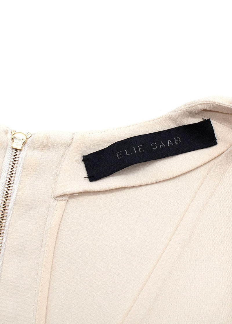 Elie Saab Cream Frill Sleeves Maxi Dress