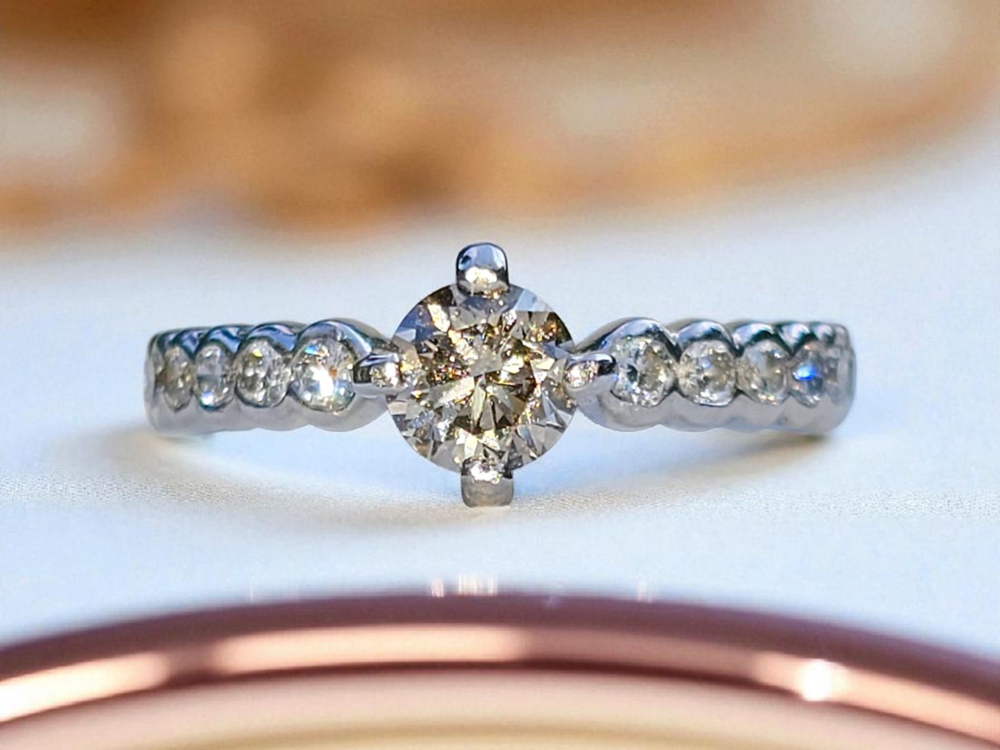 Bespoke Vintage Champagne Diamond Solitaire Ring