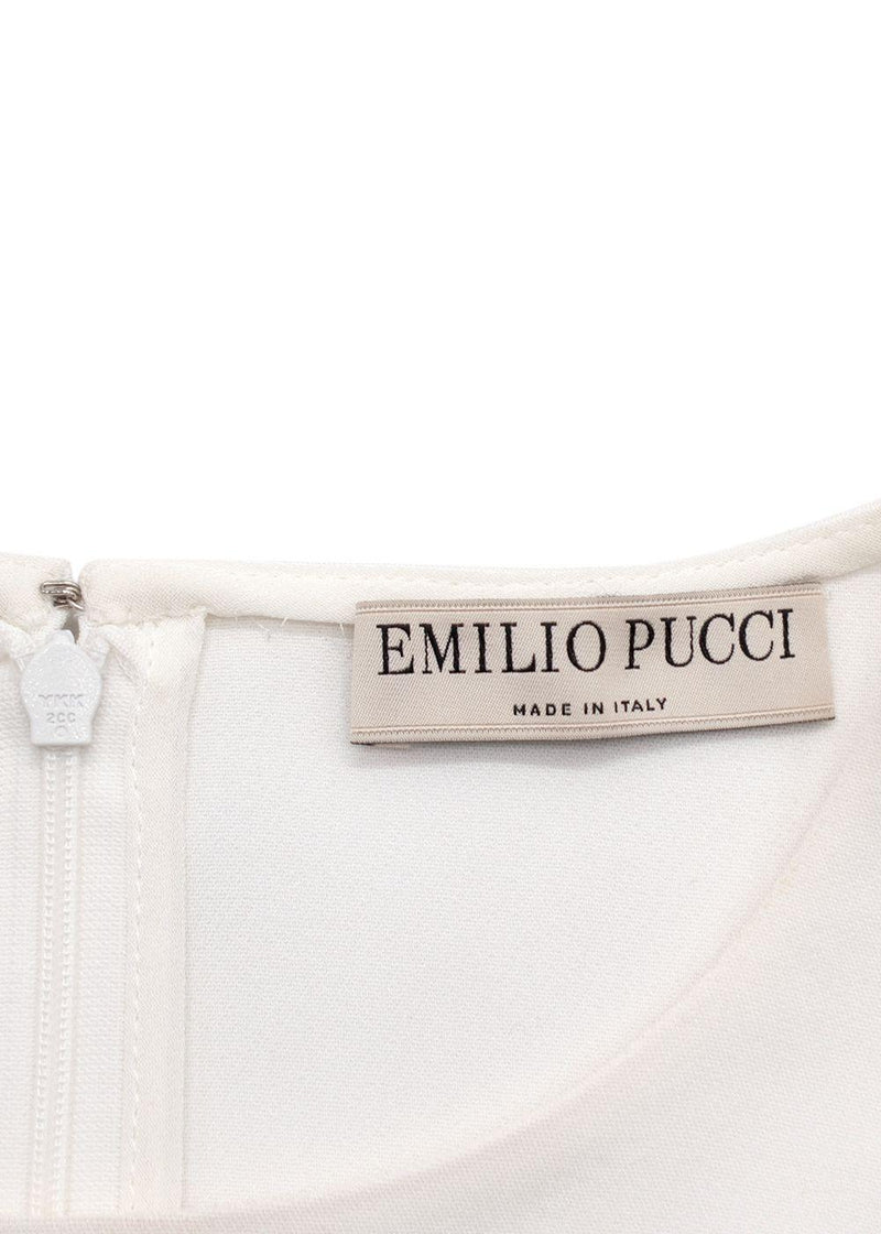 Emilio Pucci  Embroidered White Crepe Sleeveless Blouse