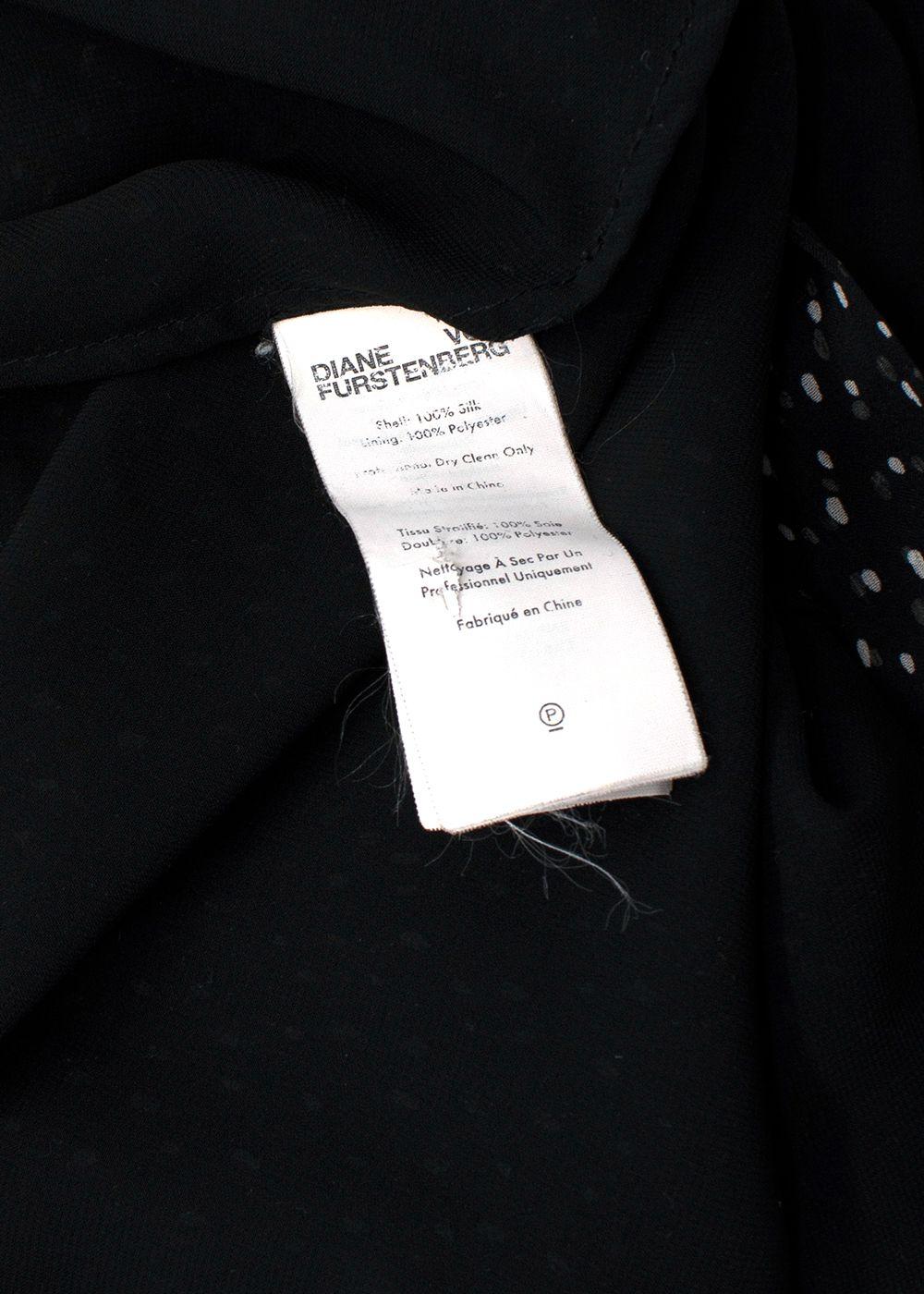 Diane Von Furstenberg Black Polkadot Chiffon Wrap Mini Dress