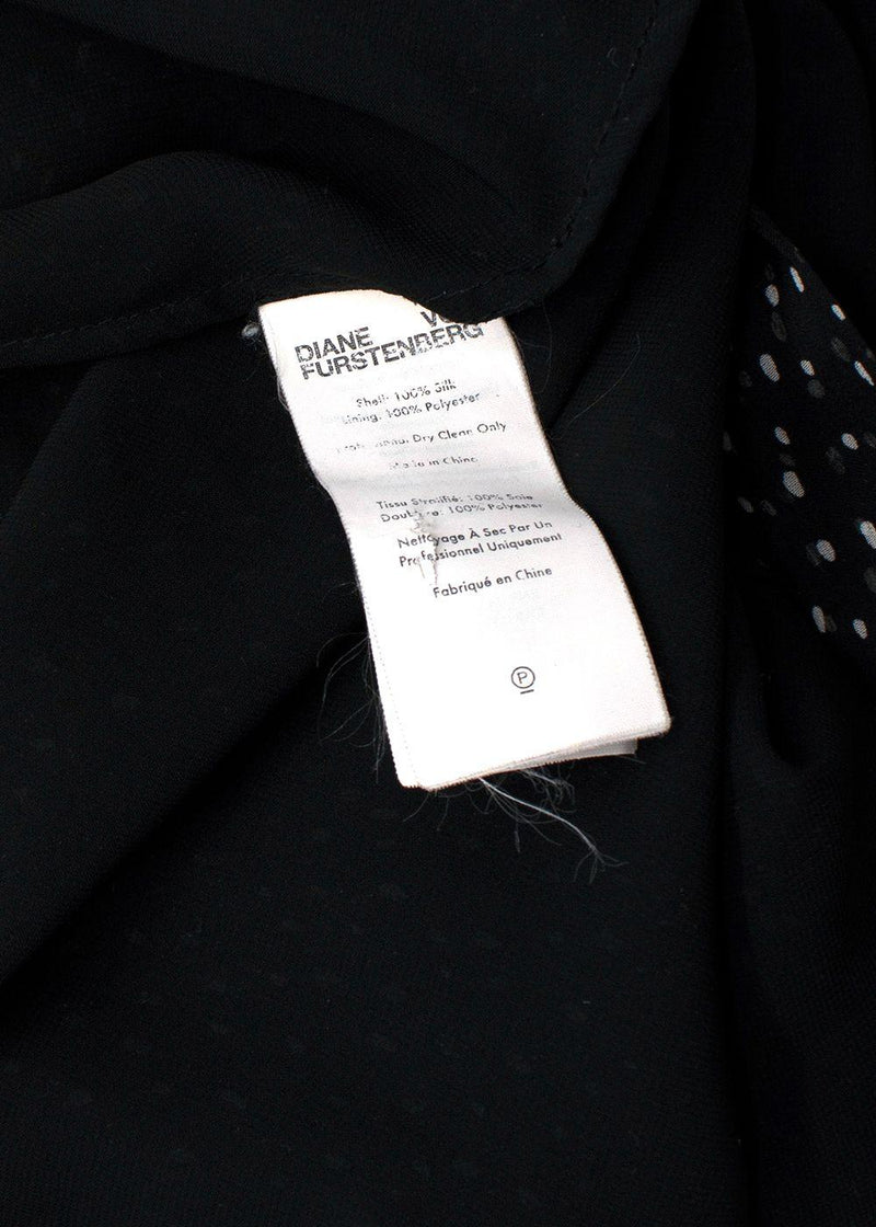 Diane Von Furstenberg Black Polkadot Chiffon Wrap Mini Dress