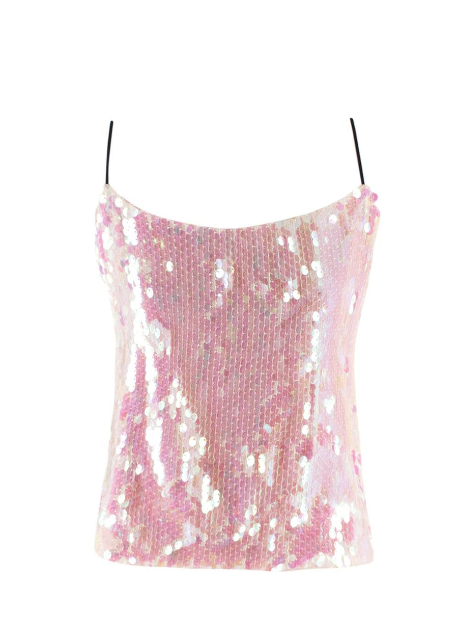 Sandy Liang Pink Sequin Cami Top