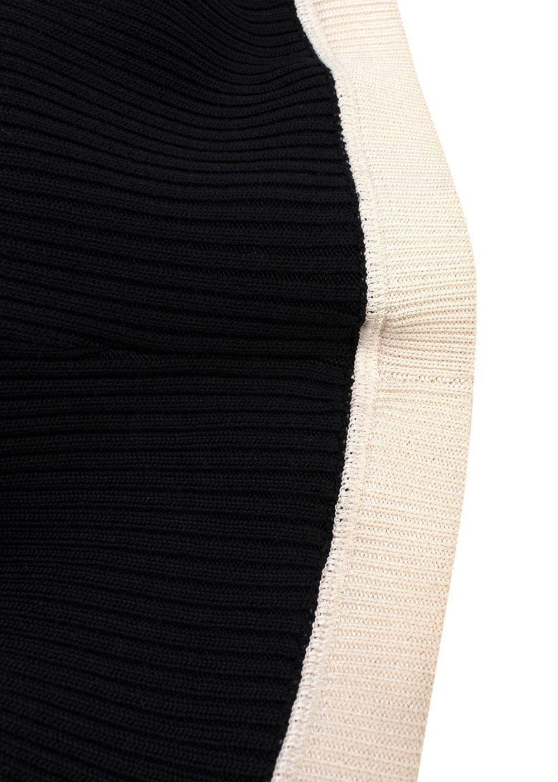 Prada Black Ribbed Cycling Shorts with Beige Trim Detail