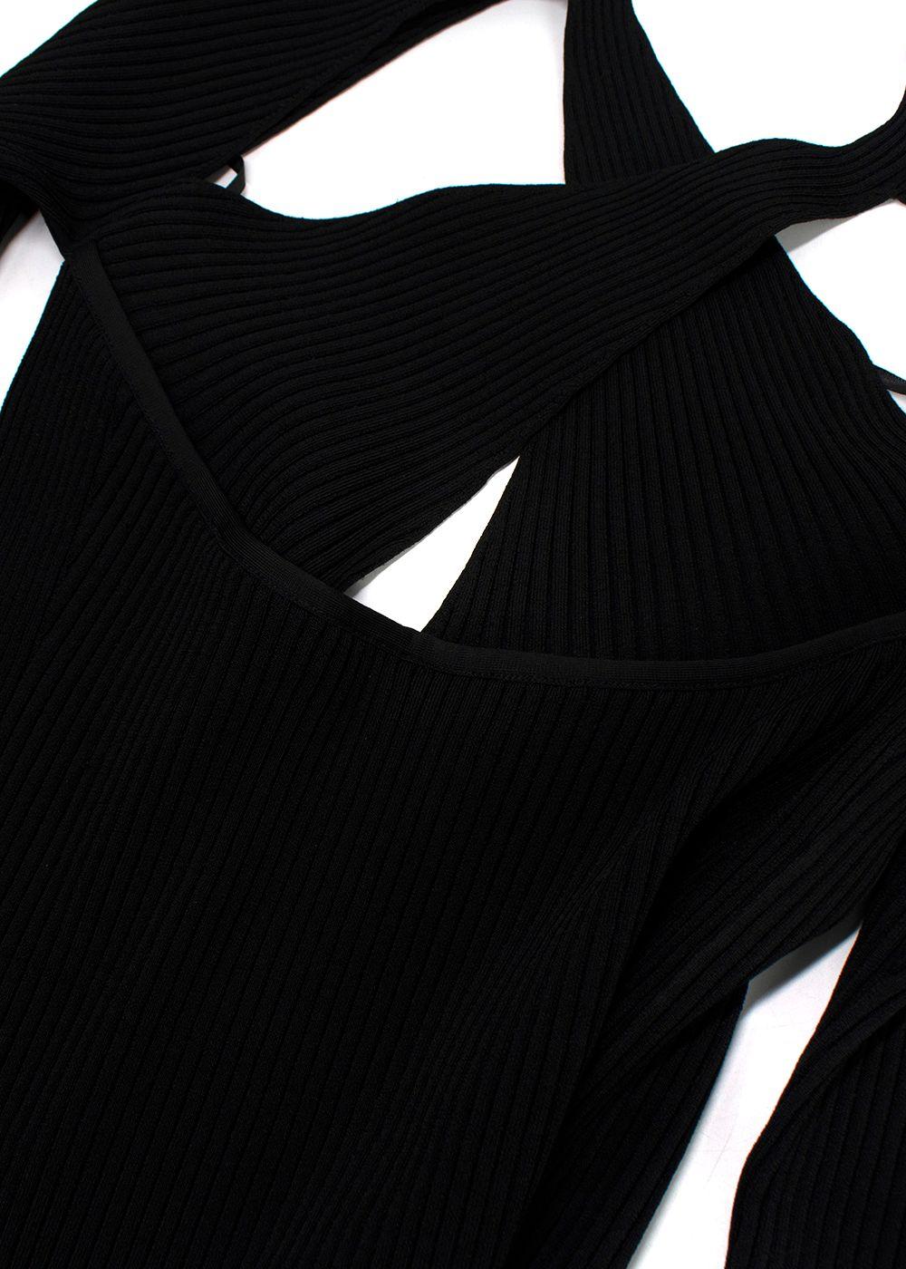 David Koma Black Ribbed Cut Out Mini Dress
