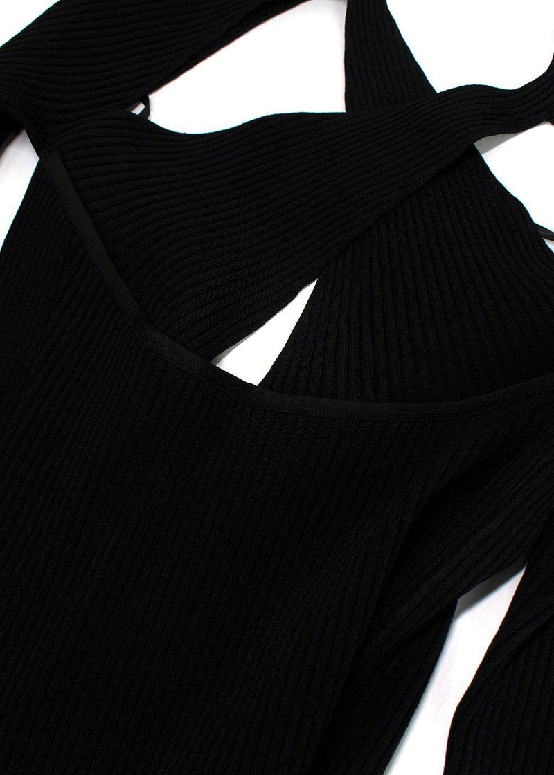David Koma Black Ribbed Cut Out Mini Dress