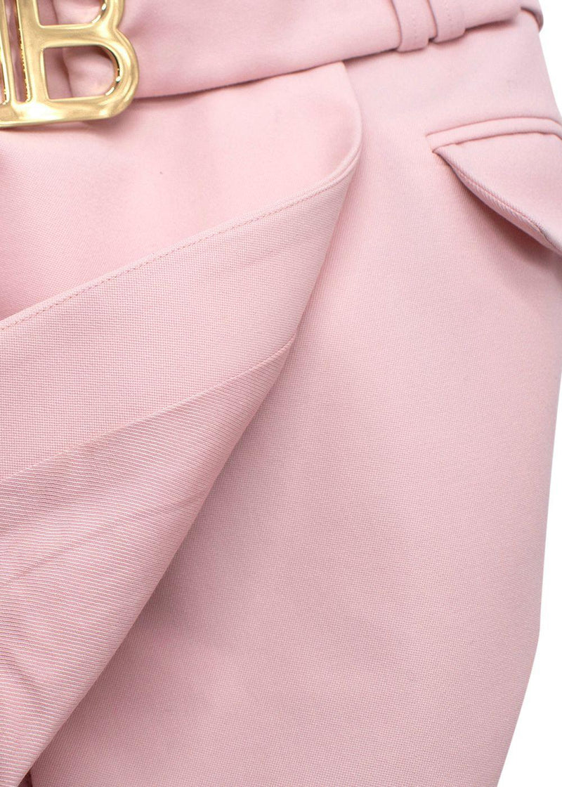 Balmain Pink Belted Mini Skirt