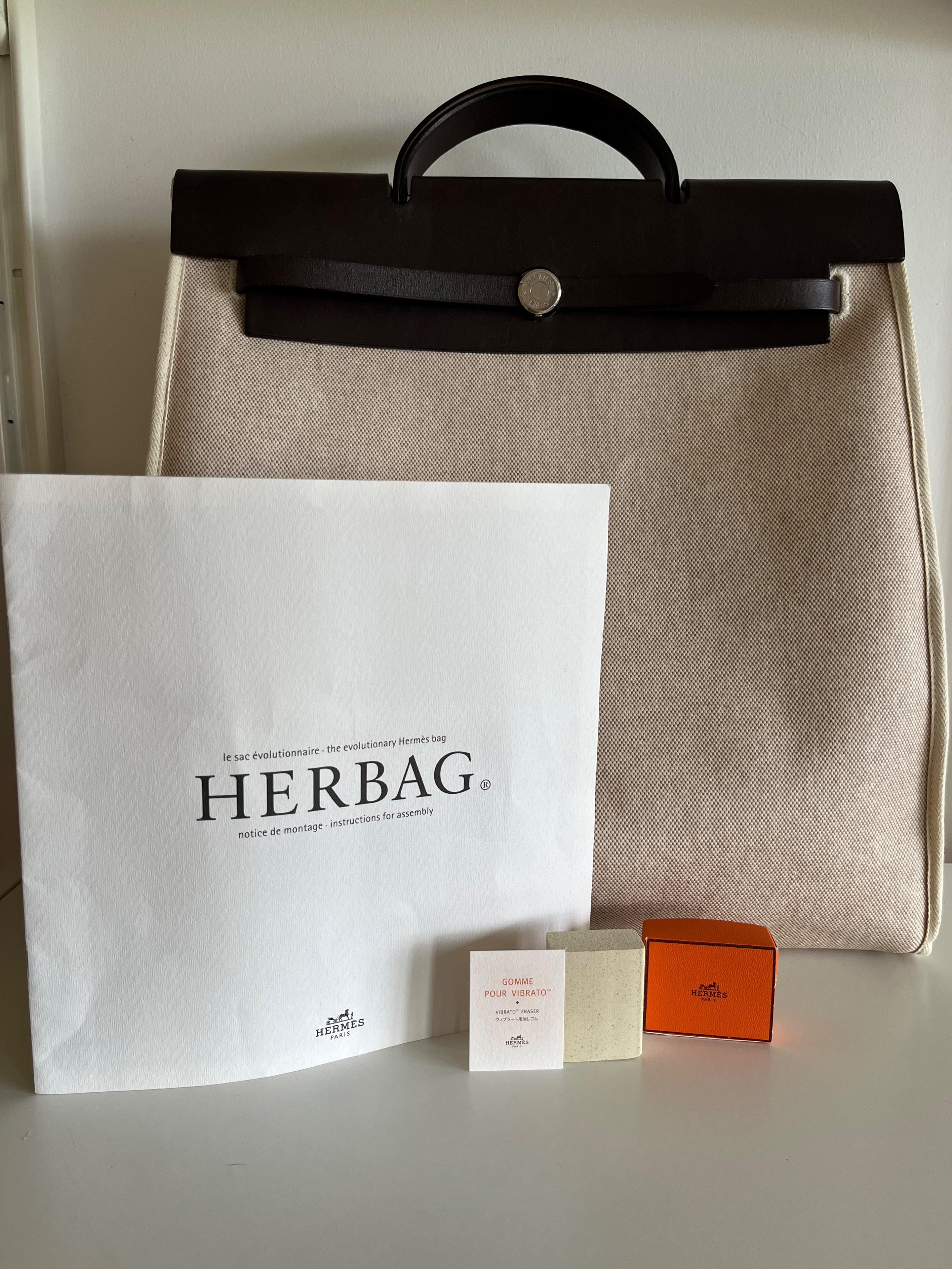 Hermes Beige Canvas Herbag