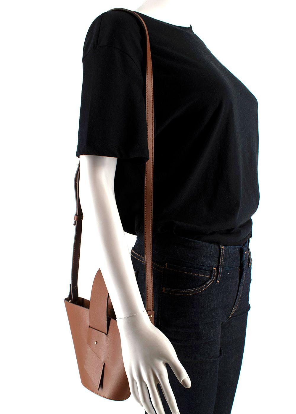 Carolina Santo Domingo Brown Leather Amphore Melone Bucket Bag