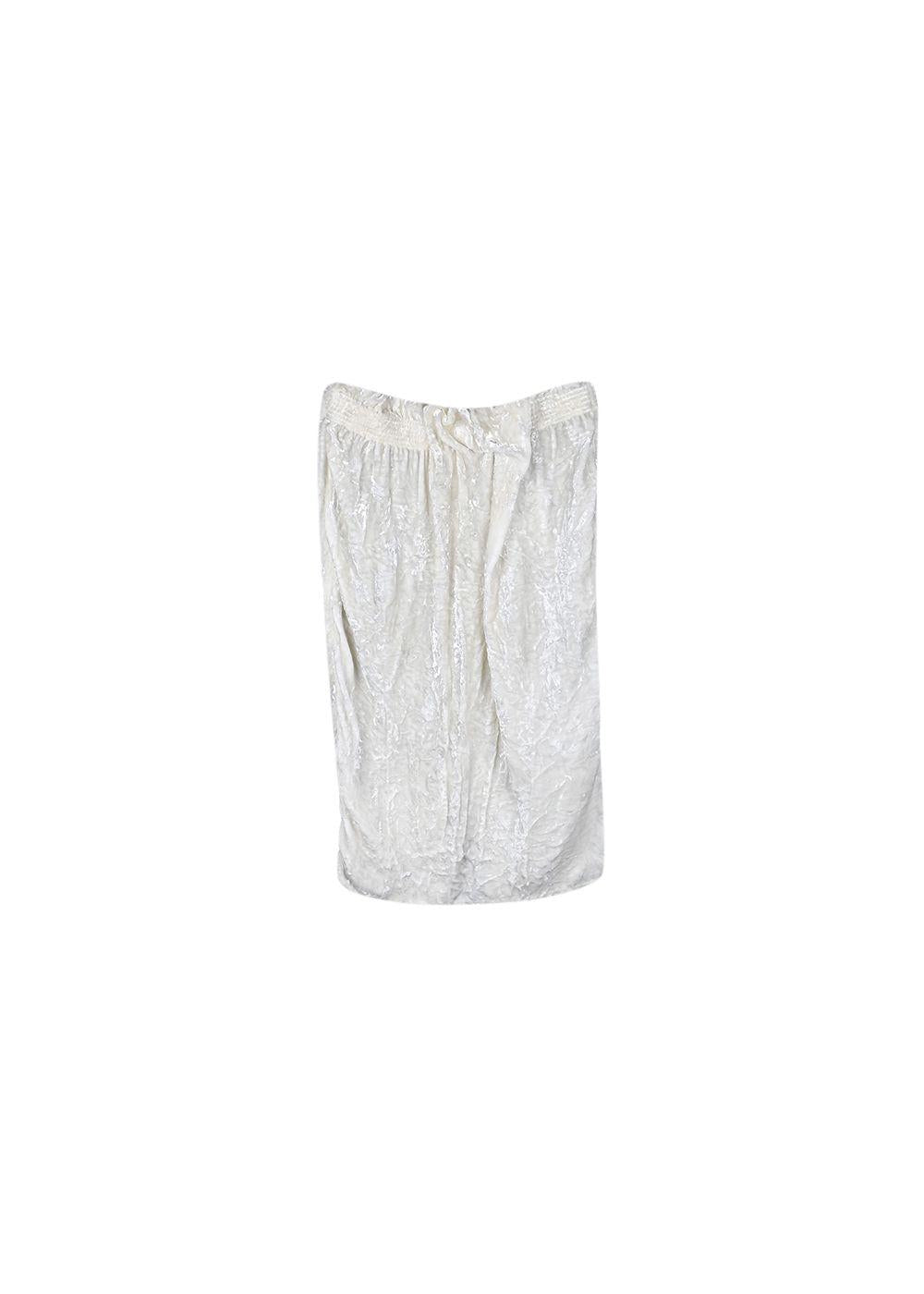 Ivory crushed velvet gathered skirt