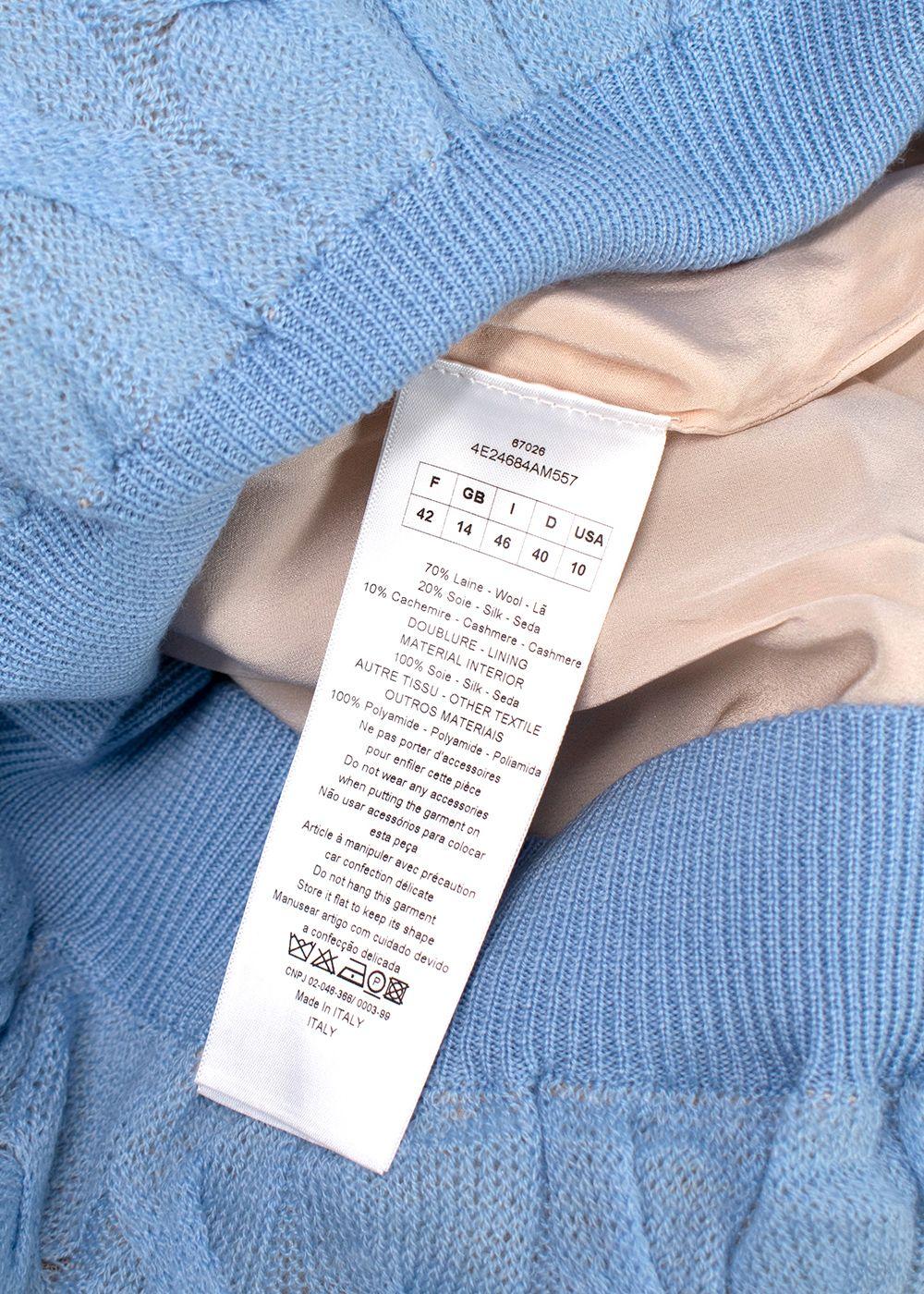 Dior Sky Blue Wool, Cashmere & Silk Cable Knit Jumper Dress