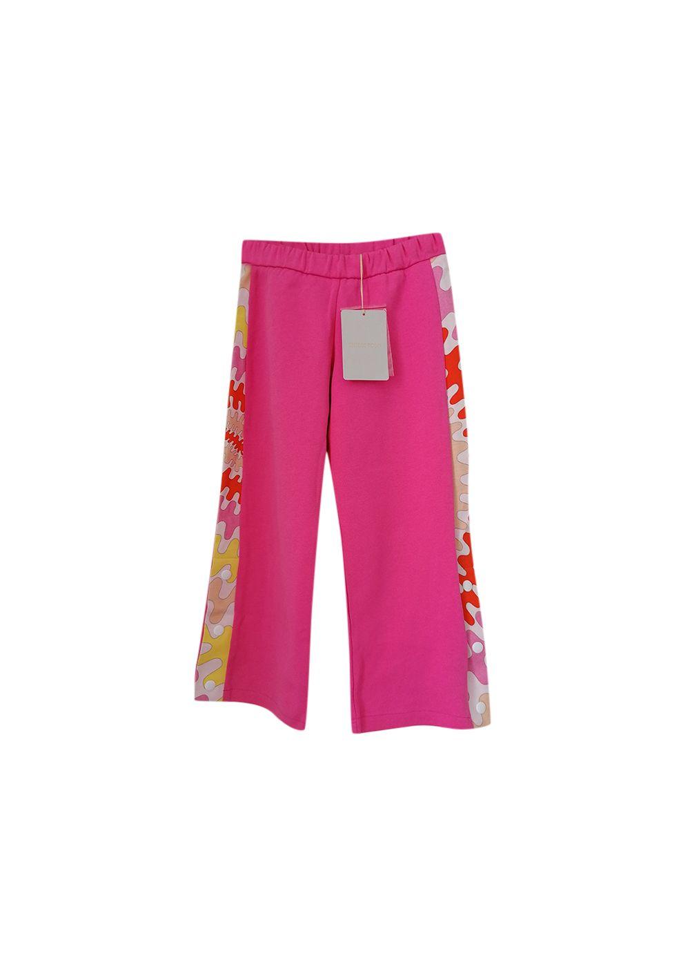 Pink cotton printed trim joggers