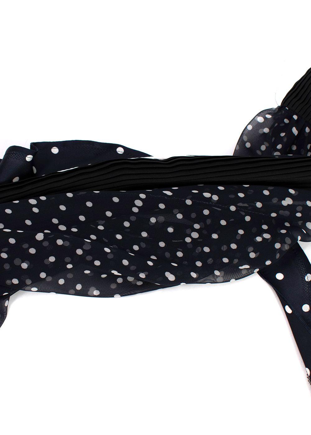 Sacai Navy Polka Dot Long Sleeve Midi Dress