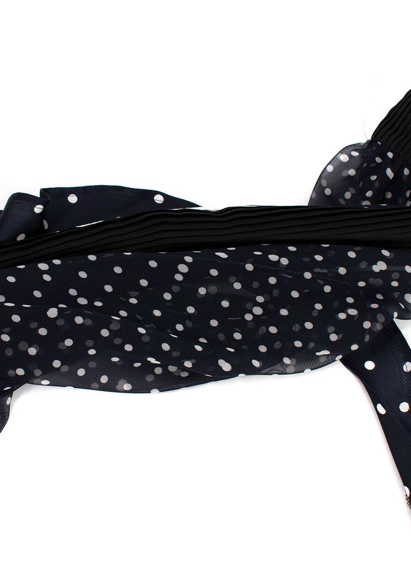 Sacai Navy Polka Dot Long Sleeve Midi Dress