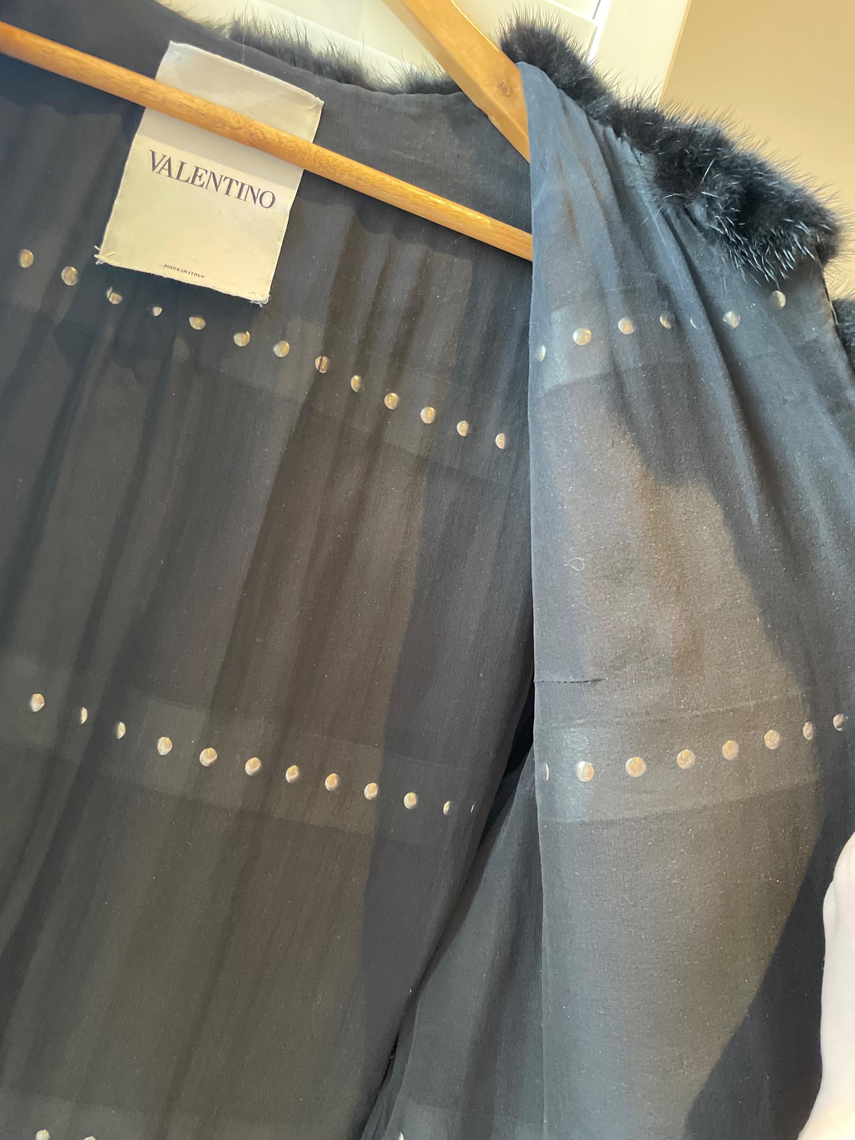 Valentino Black Crystal Embelleshed Mink Jacket