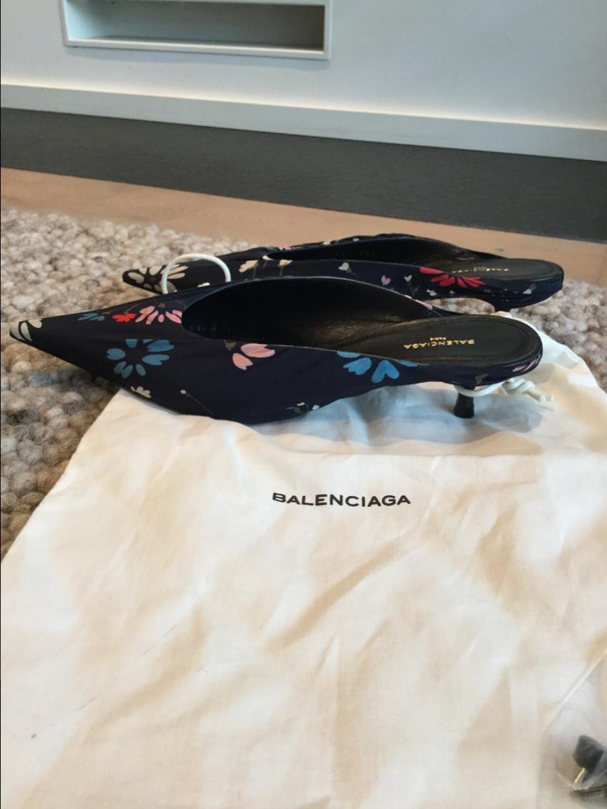 Balenciaga Floral Print Knife Mules