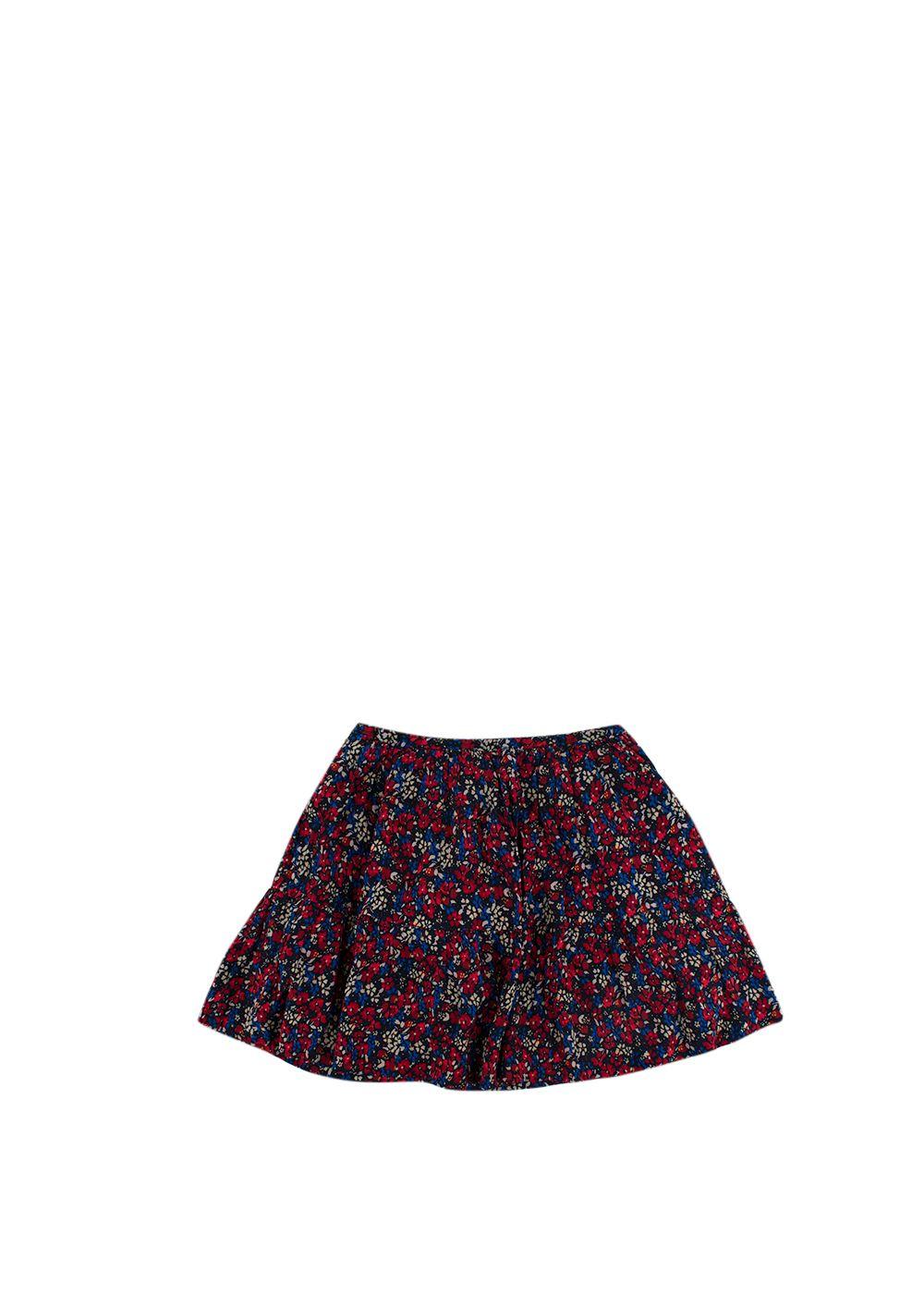Red Floral Crepe Skater Skirt