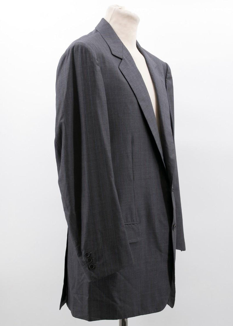 Lanvin Grey and Red Pinstripe Blazer